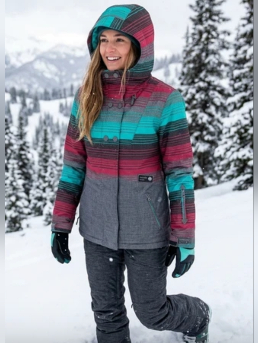 Billabong Striped Multicolor Women's Ski Winter Jacket Size Small